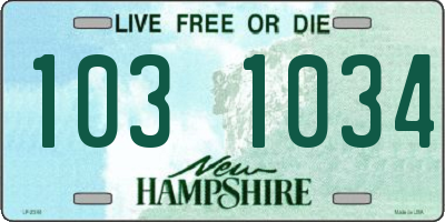 NH license plate 1031034
