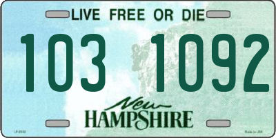 NH license plate 1031092