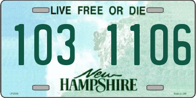 NH license plate 1031106