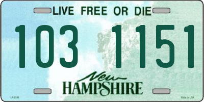 NH license plate 1031151