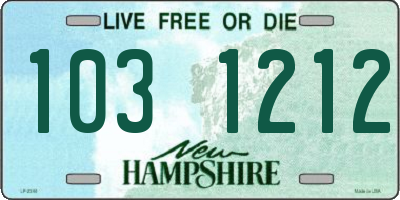 NH license plate 1031212