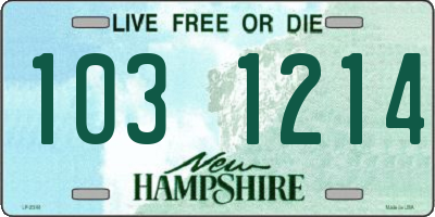 NH license plate 1031214
