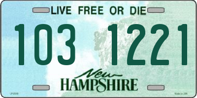 NH license plate 1031221