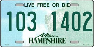 NH license plate 1031402