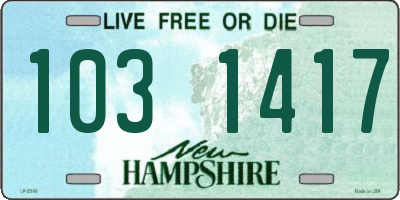 NH license plate 1031417