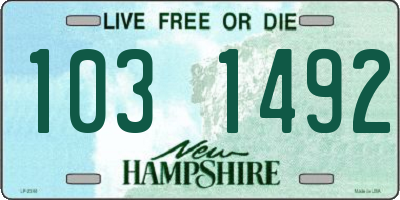 NH license plate 1031492