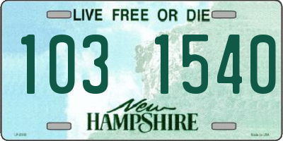 NH license plate 1031540