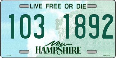 NH license plate 1031892