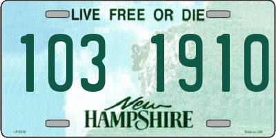 NH license plate 1031910