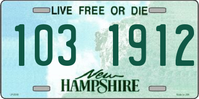 NH license plate 1031912