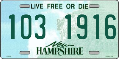 NH license plate 1031916