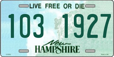 NH license plate 1031927