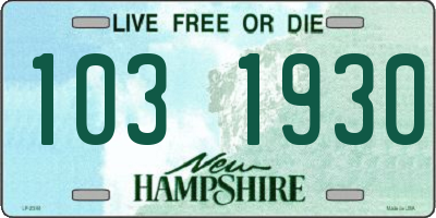 NH license plate 1031930