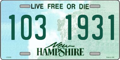 NH license plate 1031931