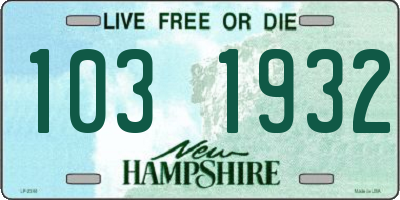 NH license plate 1031932