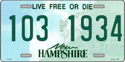 NH license plate 1031934