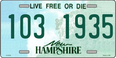 NH license plate 1031935