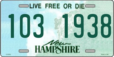 NH license plate 1031938