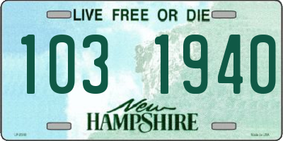 NH license plate 1031940