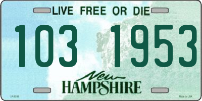 NH license plate 1031953