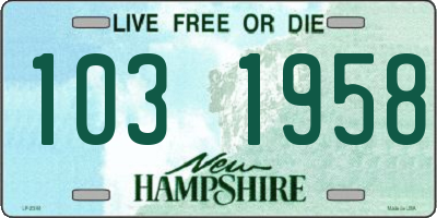 NH license plate 1031958