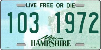 NH license plate 1031972
