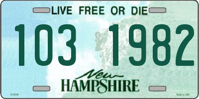NH license plate 1031982