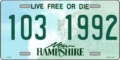 NH license plate 1031992