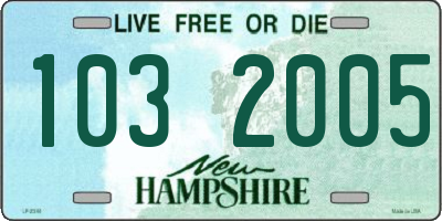NH license plate 1032005