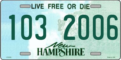 NH license plate 1032006