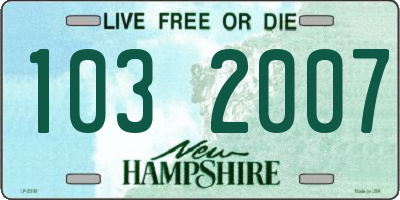 NH license plate 1032007