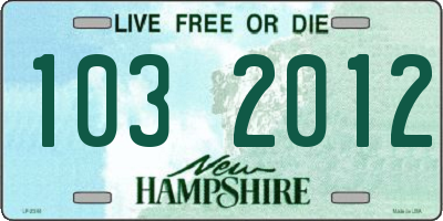 NH license plate 1032012