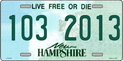 NH license plate 1032013