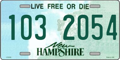 NH license plate 1032054