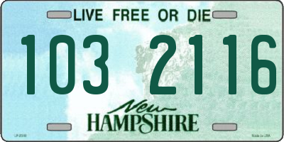 NH license plate 1032116