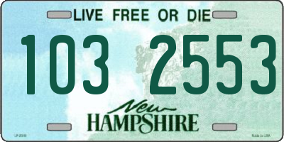 NH license plate 1032553