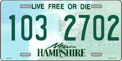 NH license plate 1032702