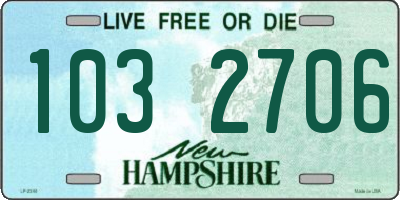 NH license plate 1032706