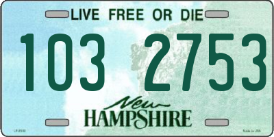 NH license plate 1032753