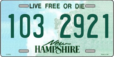 NH license plate 1032921