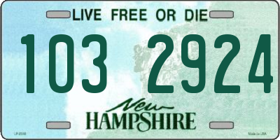 NH license plate 1032924