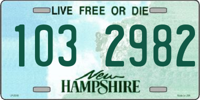 NH license plate 1032982