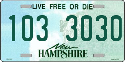NH license plate 1033030
