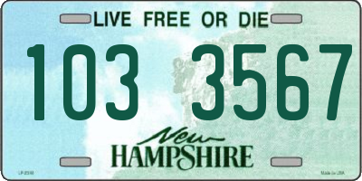 NH license plate 1033567