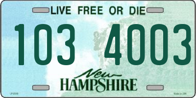 NH license plate 1034003