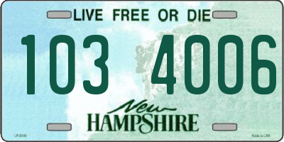 NH license plate 1034006