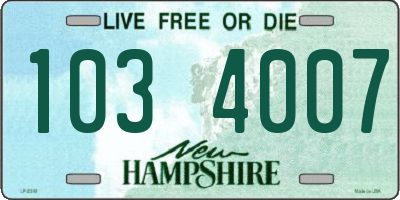 NH license plate 1034007