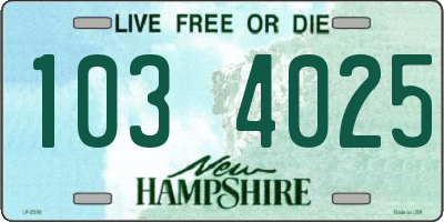 NH license plate 1034025