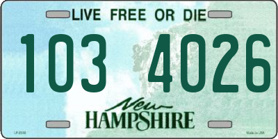 NH license plate 1034026