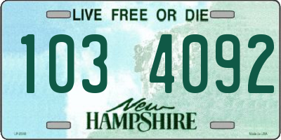 NH license plate 1034092